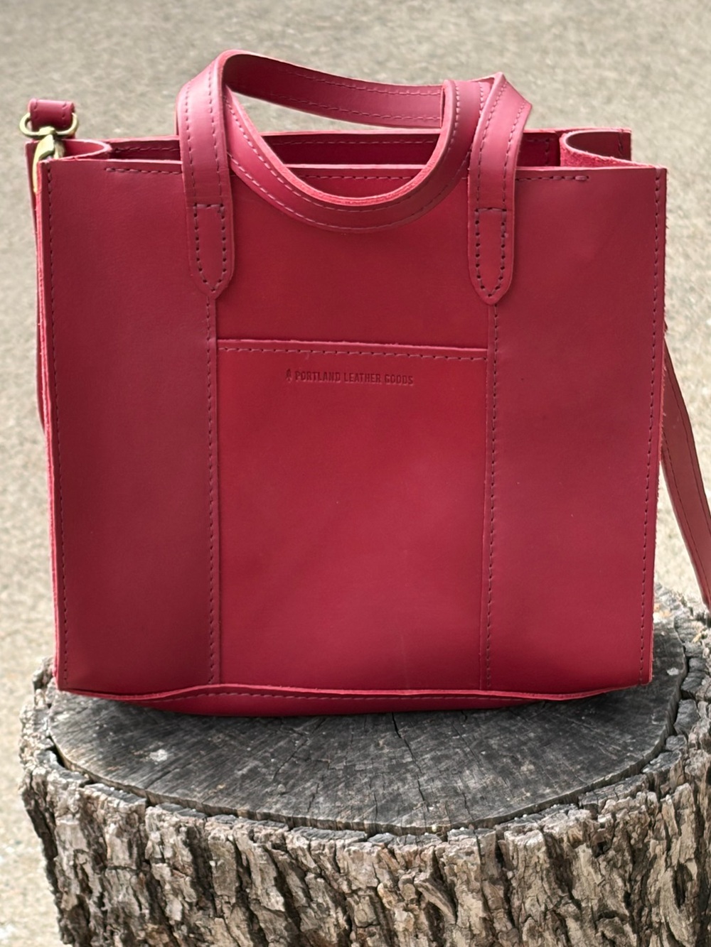Portland Leather Red Tote with Top Handles